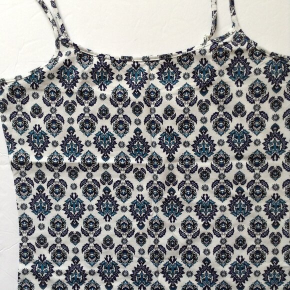 Ann Taylor Factory Women's Girls Size M Tank Top Adjustable Straps Blue White - Picture 2 of 6